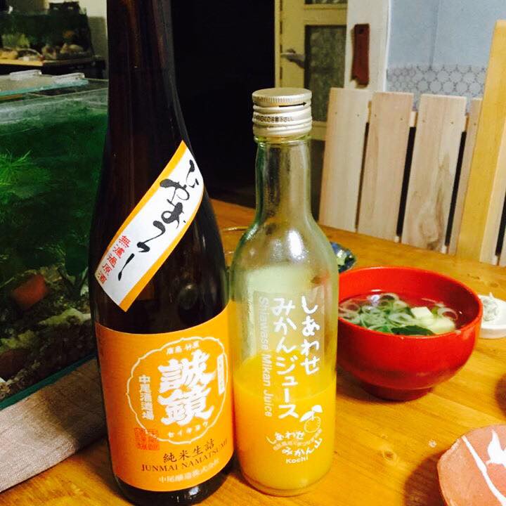 しあわせみかんジュース、日本酒割り♪