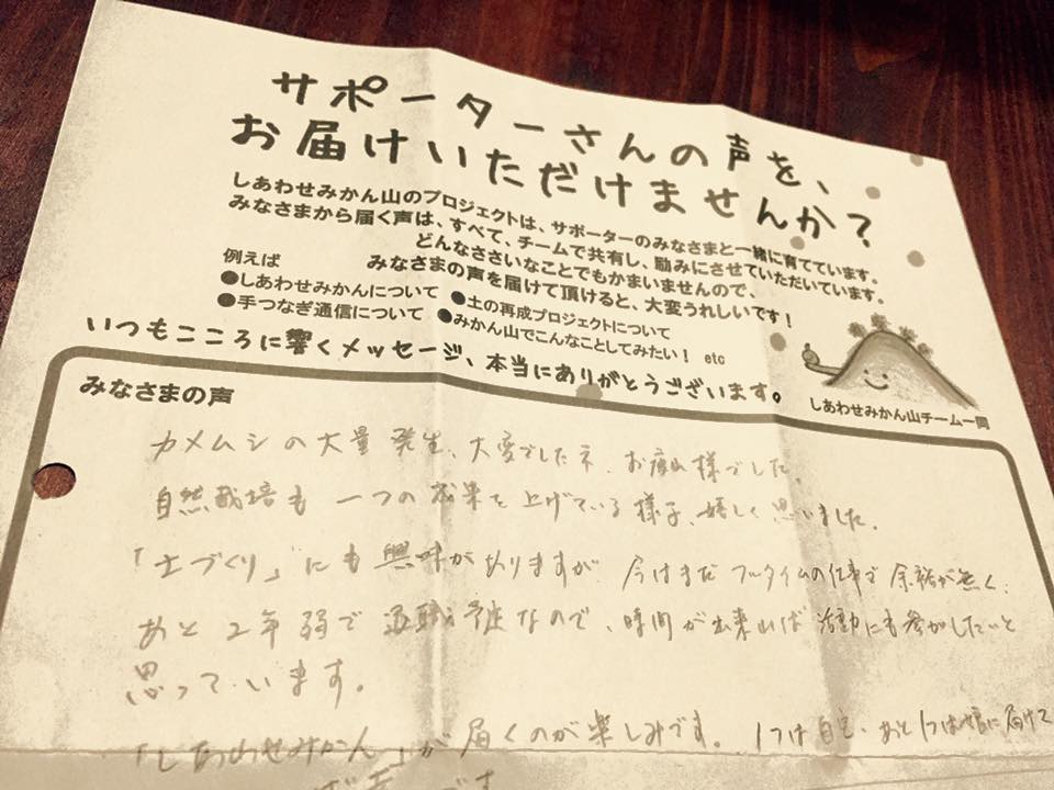 全国のサポーターさんへ、収穫間近です♪
